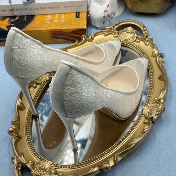 🆕 BLACK SUEDE STUDIO 🧿 NWOB Gia 100 Lace Pointed Toe Pumps, Sz 37 US 7 - Picture 12 of 16